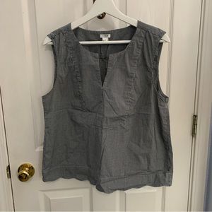 J Crew black and white checkered plaid gingham blouse with scalloped edge